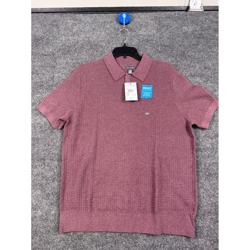 Van Heusen Mens Smart Temp Texture Polo Shirt Light Port Heather Purple M‎ NEW